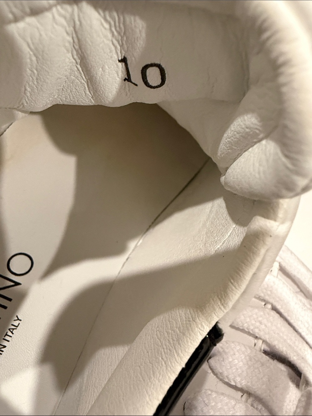 Valentino White Leather Sneakers with Black Heel Patch - Picture 6 of 6